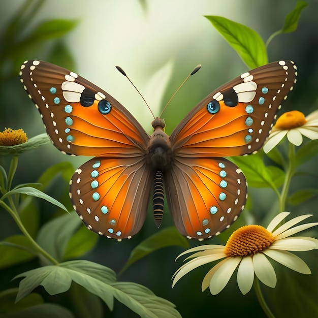 Beautiful Butterfly In Flower Garden Ai generated