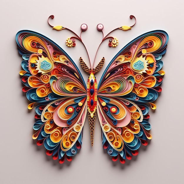 Beautiful butterfly paper quilling images Generative AI