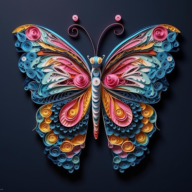 Beautiful butterfly paper quilling images Generative AI