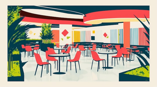 Beautiful cafe design flat illustration