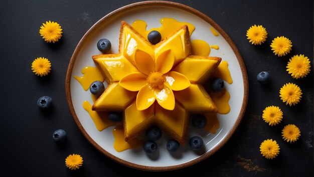 Beautiful cake with flowers on the table