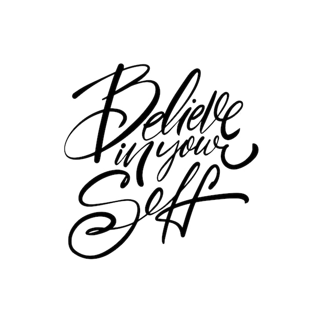 Photo beautiful calligraphy design with quote believe in yourself to inspire positivity and empowerment