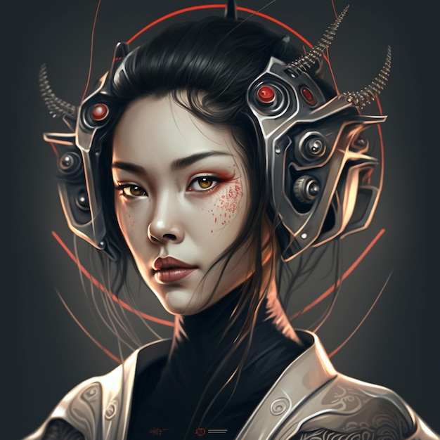 Beautiful caml angry gheisa japanese portrait