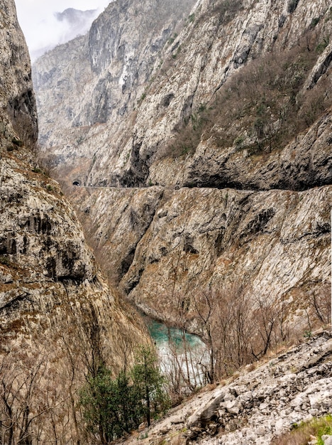 Beautiful Canyon of Moraca river in winter Montenegro or Crna Gora Balkan Europe