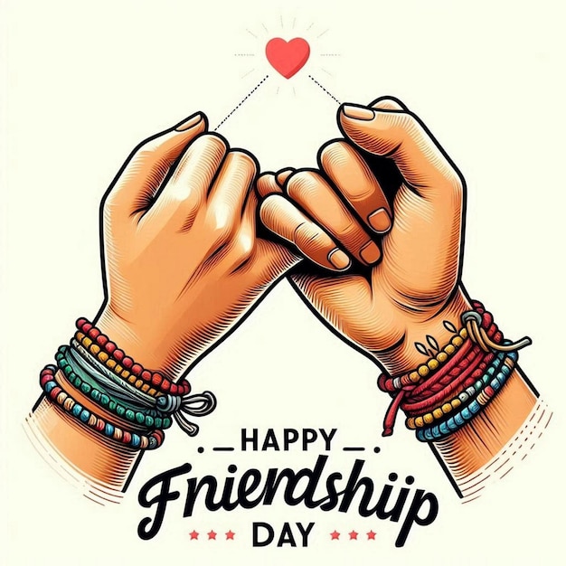 Beautiful card for friendship day with holding promise hand design