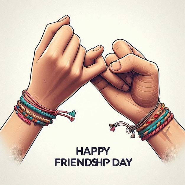 Beautiful card for friendship day with holding promise hand design