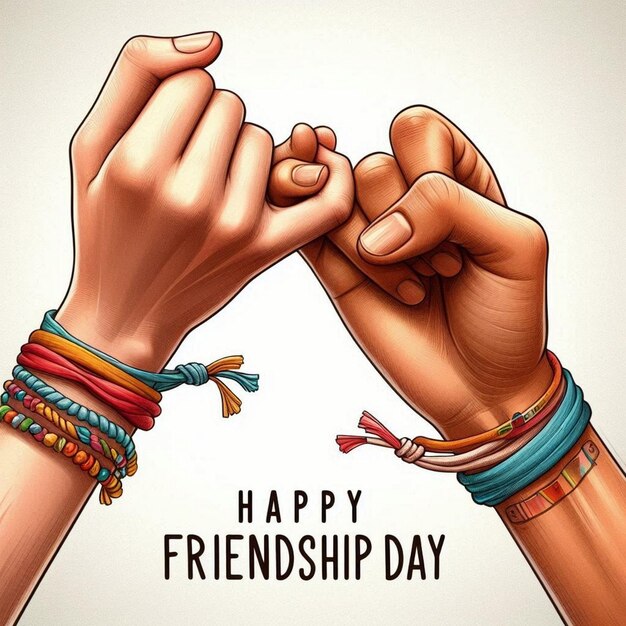 Beautiful card for friendship day with holding promise hand design