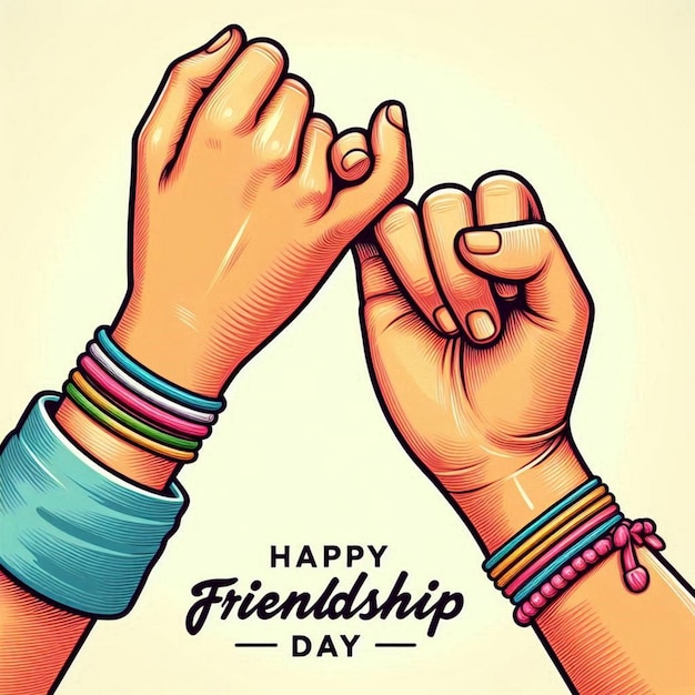 Beautiful card for friendship day with holding promise hand design