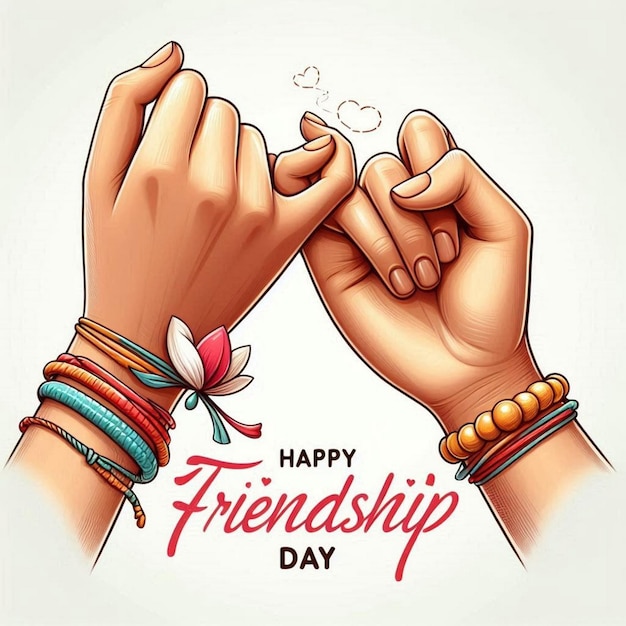 Beautiful card for friendship day with holding promise hand design