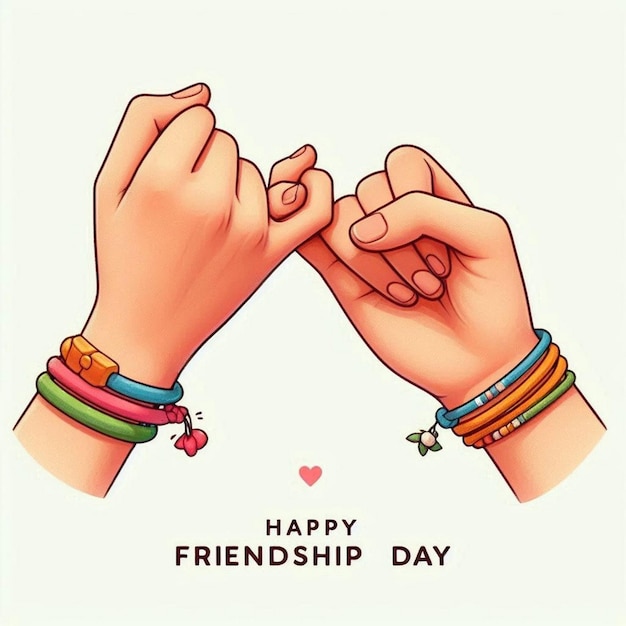 Beautiful card for friendship day with holding promise hand design