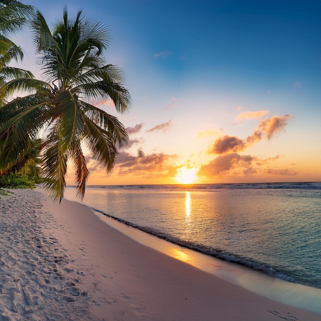 Photo beautiful caribbean beach with sunset