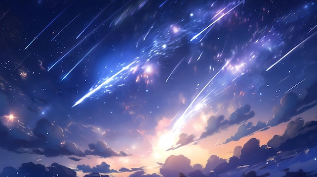 Beautiful cartoon illustration of starry sky