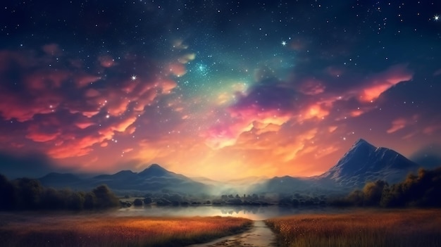 Beautiful celestial sky in dreamy fantasy