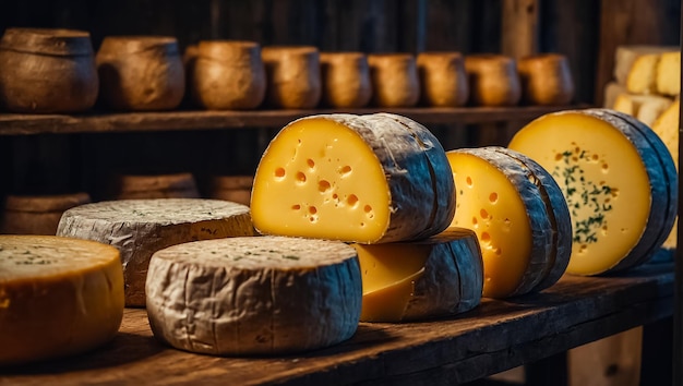 Beautiful cheese in a cheese factory closeup