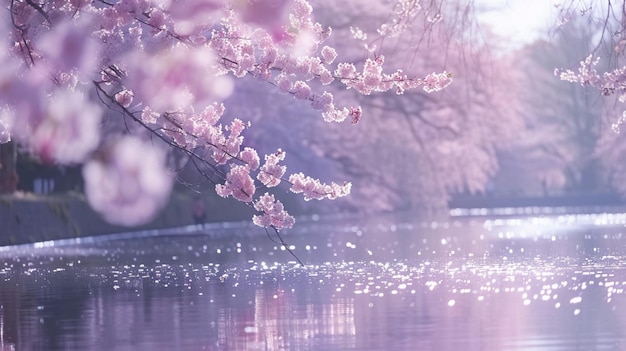 Photo beautiful cherry blossom park in full bloom and vibrant colors