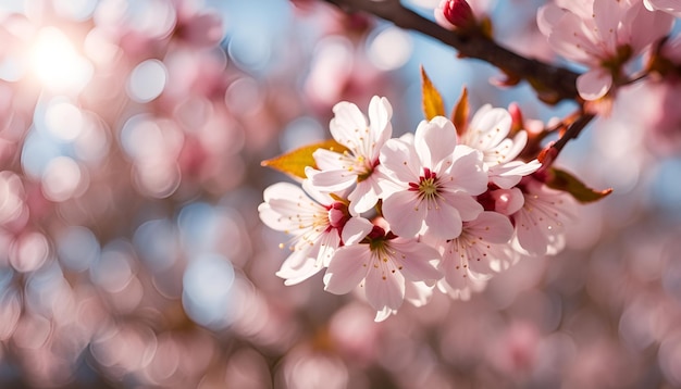 Beautiful cherry blossom in spring time close up