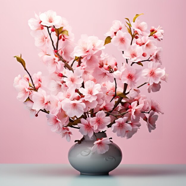 Photo beautiful cherry blossom table centerpiece isolated on white background