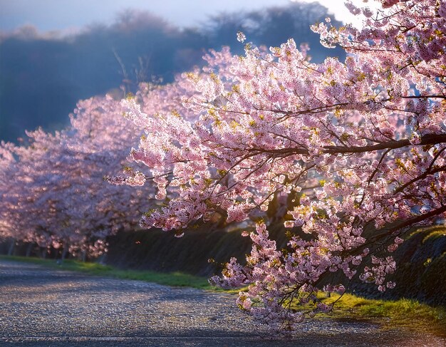 beautiful cherry blossoms with soft pink petals