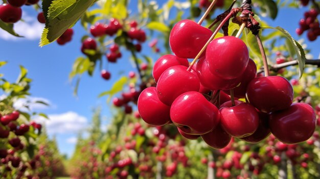 Beautiful cherry in orchard plantation