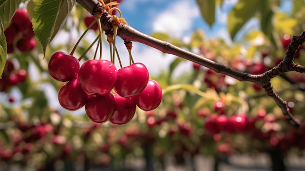 Beautiful cherry in orchard plantation