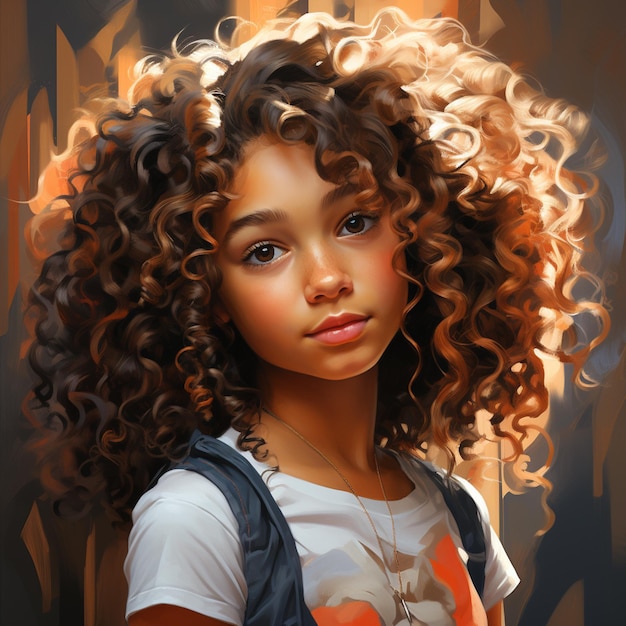 Beautiful child girl with curly hair