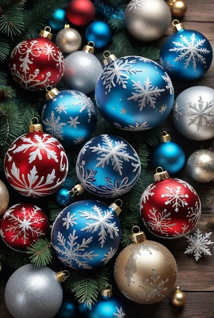 beautiful christmas balls background generative ai