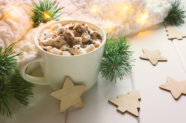 Beautiful Christmas decorations on a wooden table