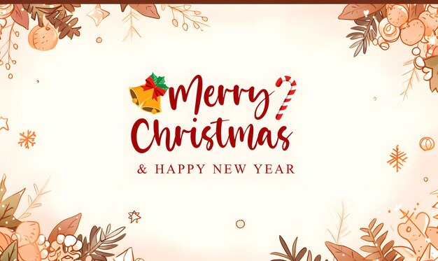 Beautiful christmas and happy new year card landscape template