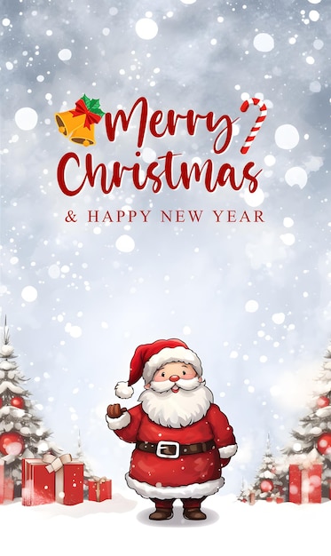 Beautiful christmas and happy new year card template portrait