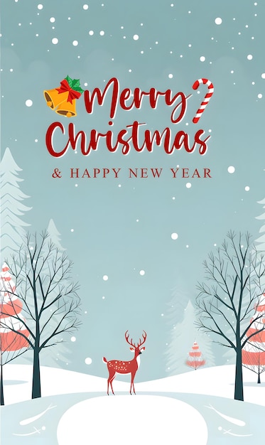 Beautiful christmas and happy new year card template portrait