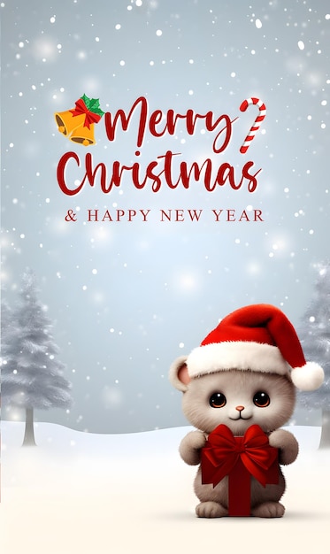 Beautiful christmas and happy new year card template portrait