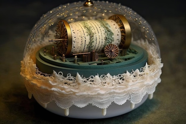 Beautiful christmas ornament in form of music box needle bed created with generative ai