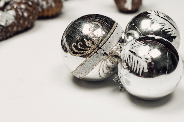 Beautiful Christmas ornaments on the table