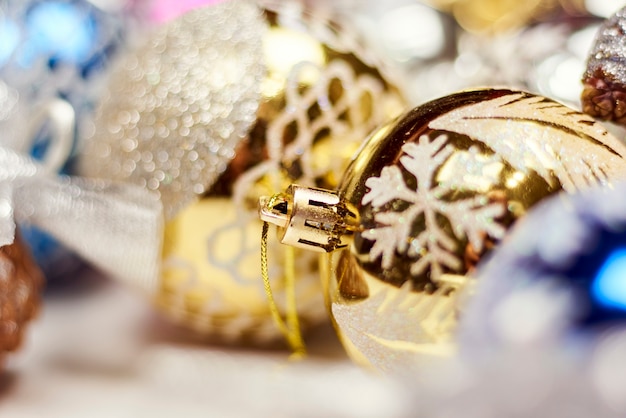 Beautiful Christmas ornaments on the table