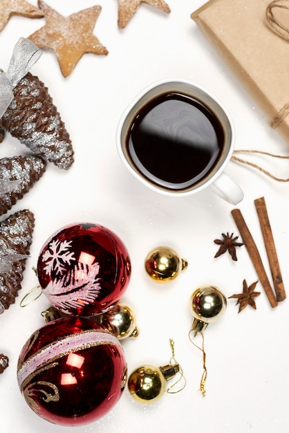 Beautiful Christmas ornaments on the table