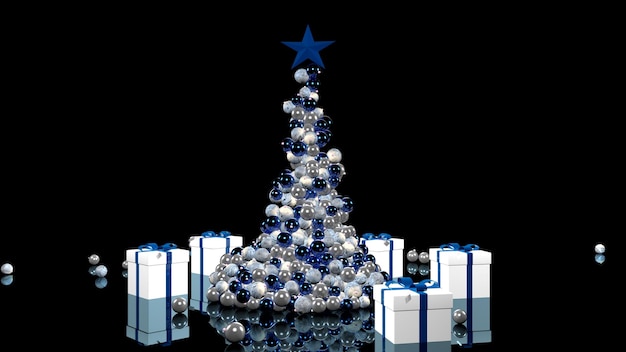 Beautiful christmas tree new year 3D rendering