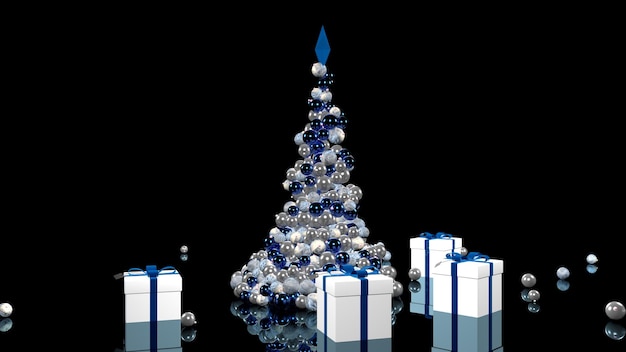 Beautiful christmas tree new year 3D rendering