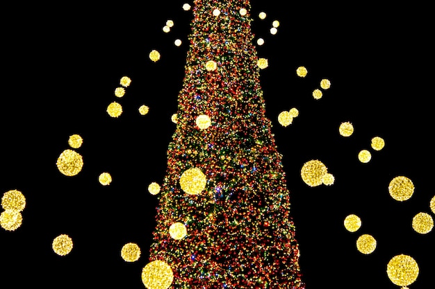 Beautiful Christmas tree and New Year's tree decorated multicolored garlands