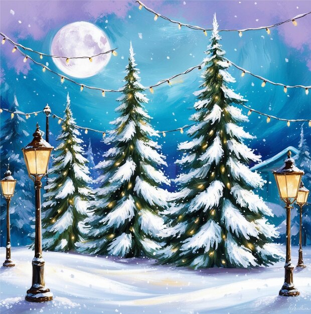 Photo beautiful christmas winter night scean