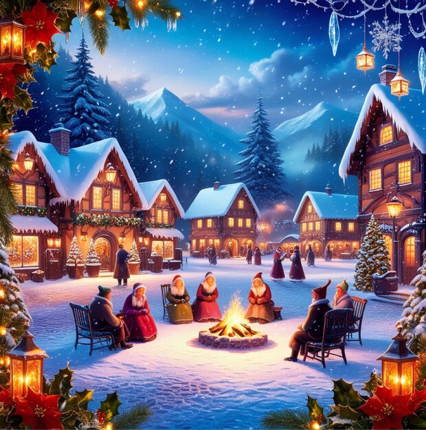 Photo beautiful christmas winter night scean