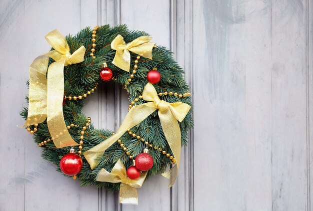 Beautiful Christmas wreath hanging on door