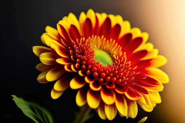 Beautiful chrysanthemum Flower on black background For design Closeup Nature Digital artwork