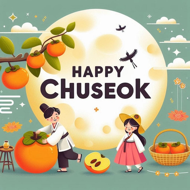 Photo beautiful chuseok background in flat style