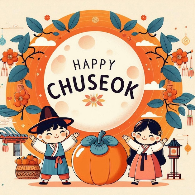 Photo beautiful chuseok background in flat style