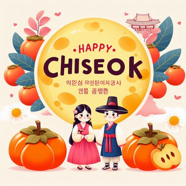 Photo beautiful chuseok background in flat style