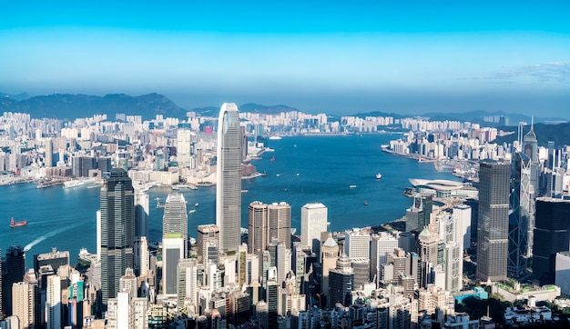 Beautiful city skyline of Hong Kong, China