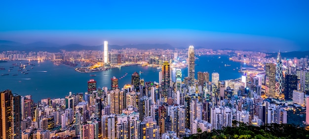 Beautiful city skyline of Hong Kong, China

