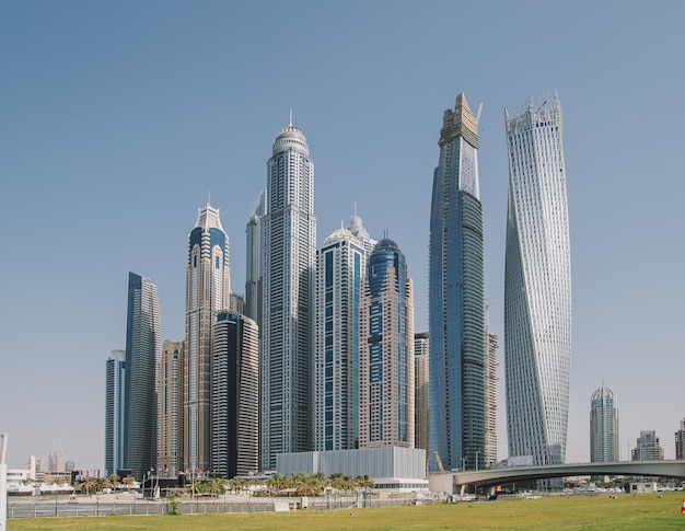 Beautiful cityscape view with skyscrapers in marina