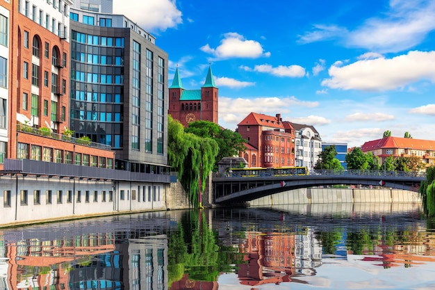 Beautiful classic architecture of the central Berlin by the bridge over Spree Germany