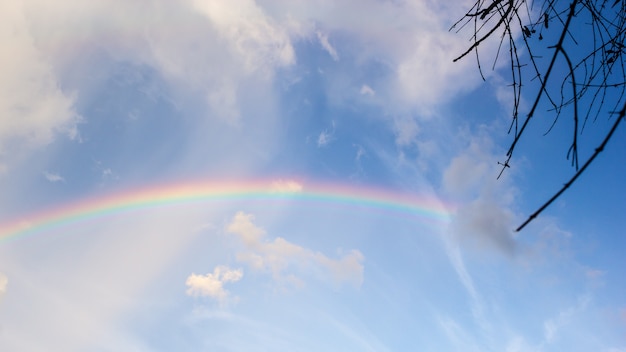 Beautiful Classic Rainbow Across In The Blue Sky After The Rain